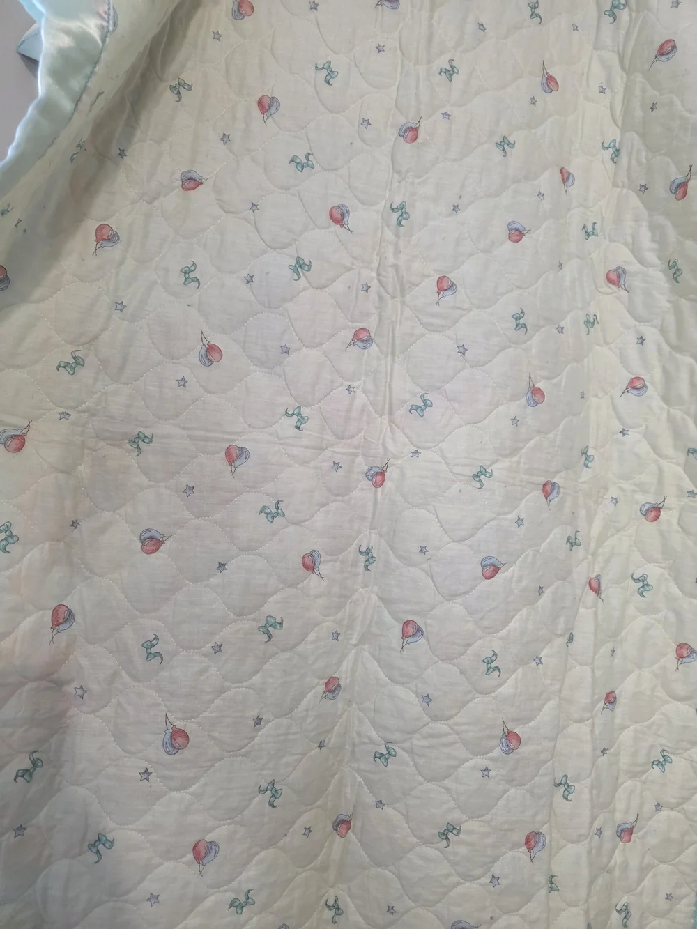 Vintage Cream and Light Blue Teddy Bear Storytime Blanket